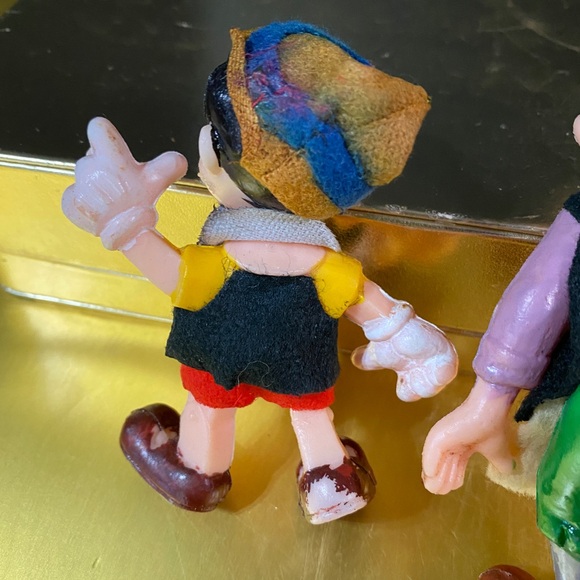 WALT DISNEY VINTAGE PINOCCHIO & GEPPETTO CHRISTMAS ORNAMENTS WITH FELT CLOTHES - Picture 9 of 11